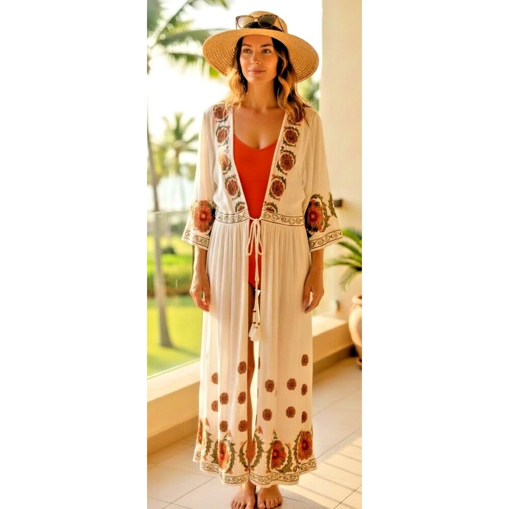 Soft Surroundings NEW! womens boho summer maxi summer duster Large